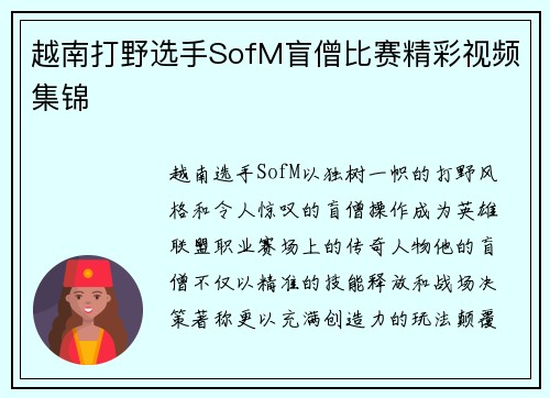 越南打野选手SofM盲僧比赛精彩视频集锦